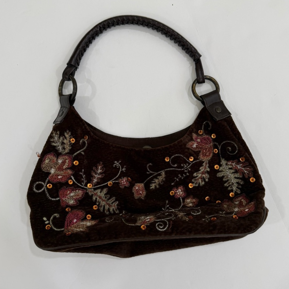 Bath And Body Works Brown Boho Shoulder Bag Embroidered Sequins Y2K